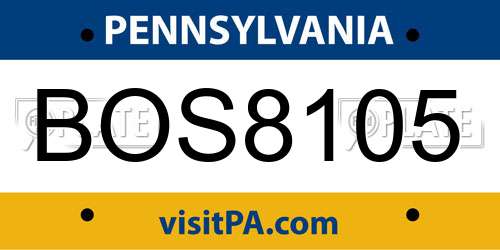 BOS8105 Pennsylvania License Plate