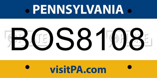 BOS8108 Pennsylvania License Plate