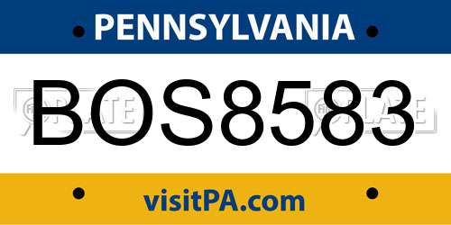 BOS8583 Pennsylvania License Plate