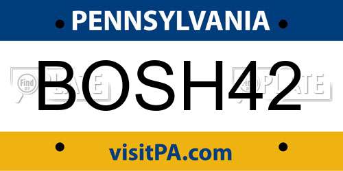 BOSH42 Pennsylvania License Plate