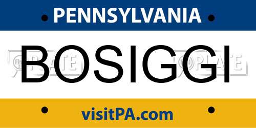 BOSIGGI Pennsylvania License Plate