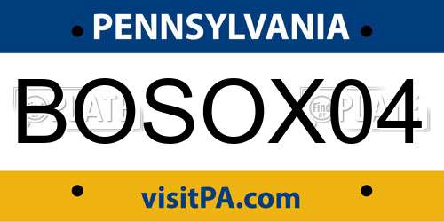BOSOX04 Pennsylvania License Plate