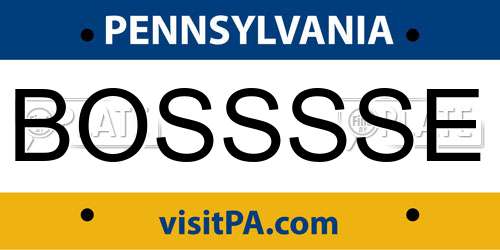 BOSSSSE Pennsylvania License Plate