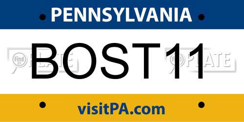 BOST11 Pennsylvania License Plate