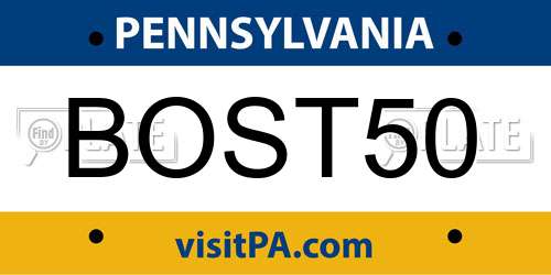BOST50 Pennsylvania License Plate