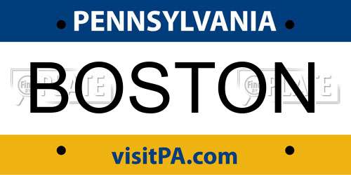 BOSTON Pennsylvania License Plate