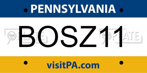 BOSZ11 Pennsylvania License Plate