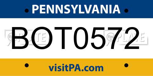 BOT0572 Pennsylvania License Plate