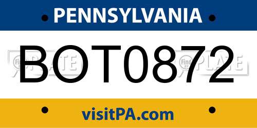 BOT0872 Pennsylvania License Plate