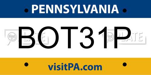 BOT31P Pennsylvania License Plate