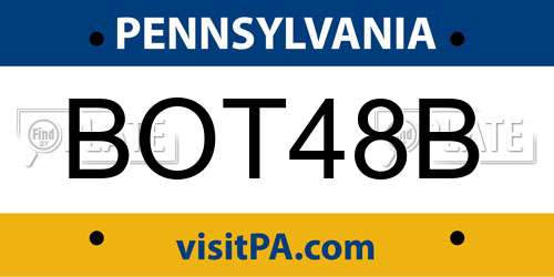 BOT48B Pennsylvania License Plate