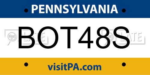 BOT48S Pennsylvania License Plate