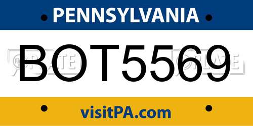 BOT5569 Pennsylvania License Plate