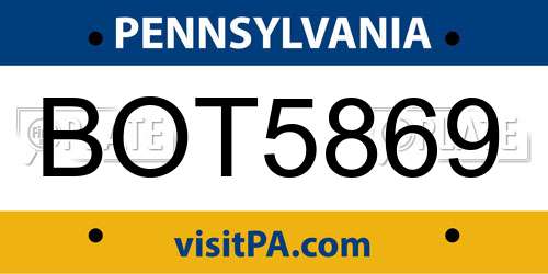 BOT5869 Pennsylvania License Plate