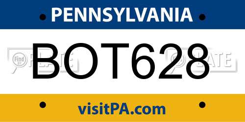 BOT628 Pennsylvania License Plate
