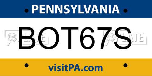 BOT67S Pennsylvania License Plate