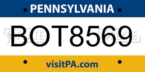 BOT8569 Pennsylvania License Plate