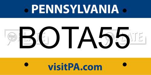 BOTA55 Pennsylvania License Plate