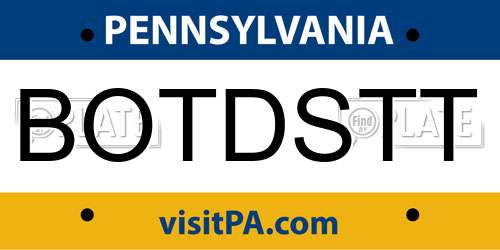 BOTDSTT Pennsylvania License Plate