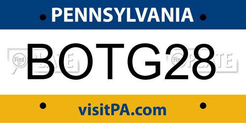BOTG28 Pennsylvania License Plate