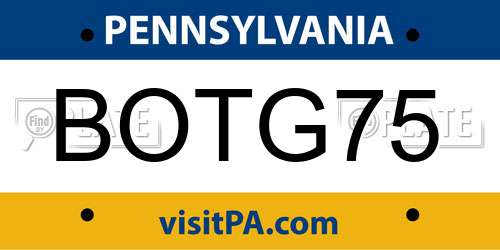 BOTG75 Pennsylvania License Plate