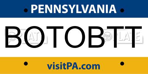 BOTOBTT Pennsylvania License Plate