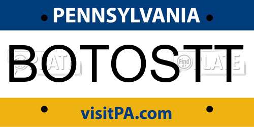 BOTOSTT Pennsylvania License Plate