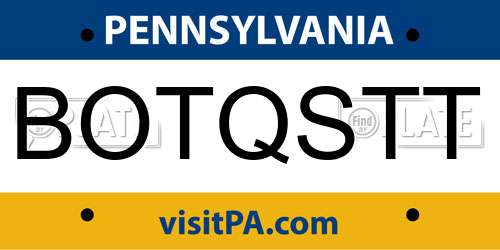 BOTQSTT Pennsylvania License Plate