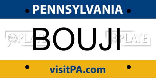 BOUJI Pennsylvania License Plate