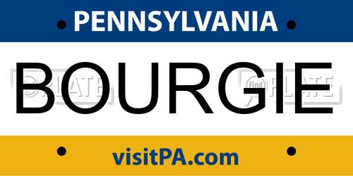 BOURGIE Pennsylvania License Plate