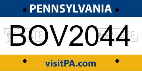 BOV2044 Pennsylvania License Plate