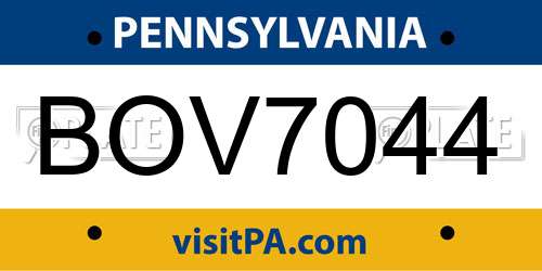 BOV7044 Pennsylvania License Plate