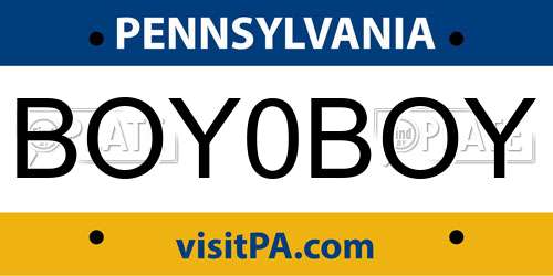 BOY0BOY Pennsylvania License Plate