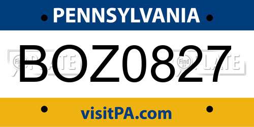 BOZ0827 Pennsylvania License Plate