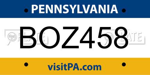 BOZ458 Pennsylvania License Plate