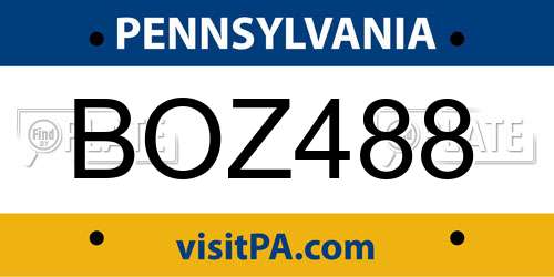 BOZ488 Pennsylvania License Plate