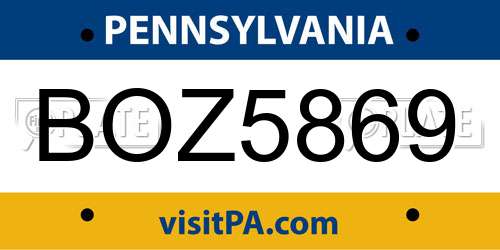 BOZ5869 Pennsylvania License Plate