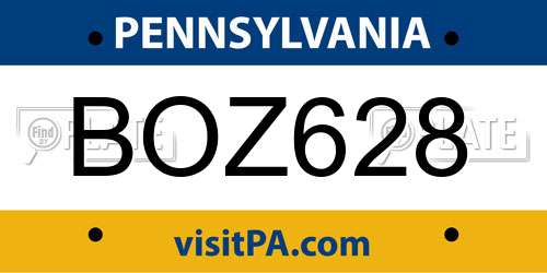 BOZ628 Pennsylvania License Plate