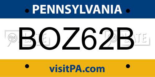 BOZ62B Pennsylvania License Plate