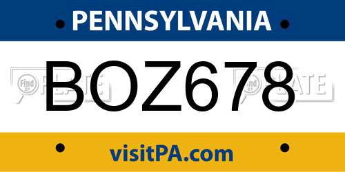 BOZ678 Pennsylvania License Plate