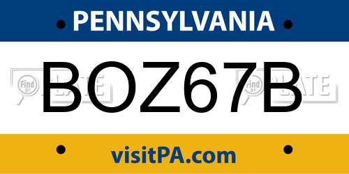 BOZ67B Pennsylvania License Plate