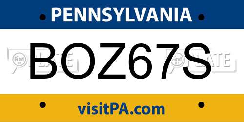 BOZ67S Pennsylvania License Plate
