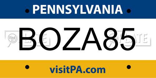 BOZA85 Pennsylvania License Plate