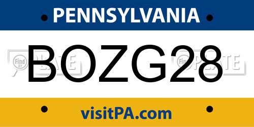 BOZG28 Pennsylvania License Plate