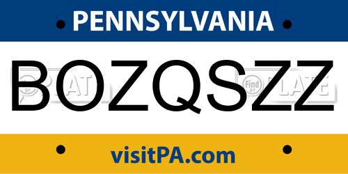 BOZQSZZ Pennsylvania License Plate
