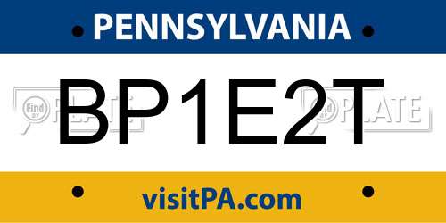 BP1E2T Pennsylvania License Plate