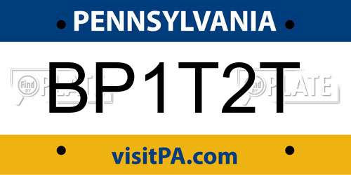 BP1T2T Pennsylvania License Plate