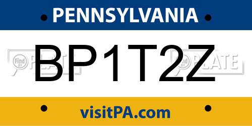 BP1T2Z Pennsylvania License Plate