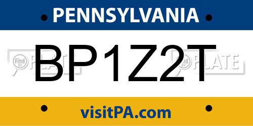BP1Z2T Pennsylvania License Plate