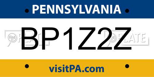 BP1Z2Z Pennsylvania License Plate